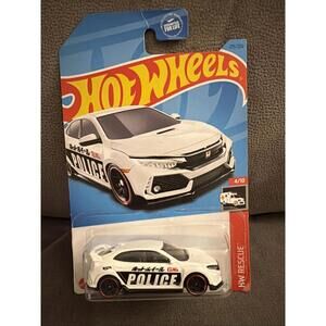2024 Hot Wheels Rescue 4/10 2018 Honda Civic Type R Police White